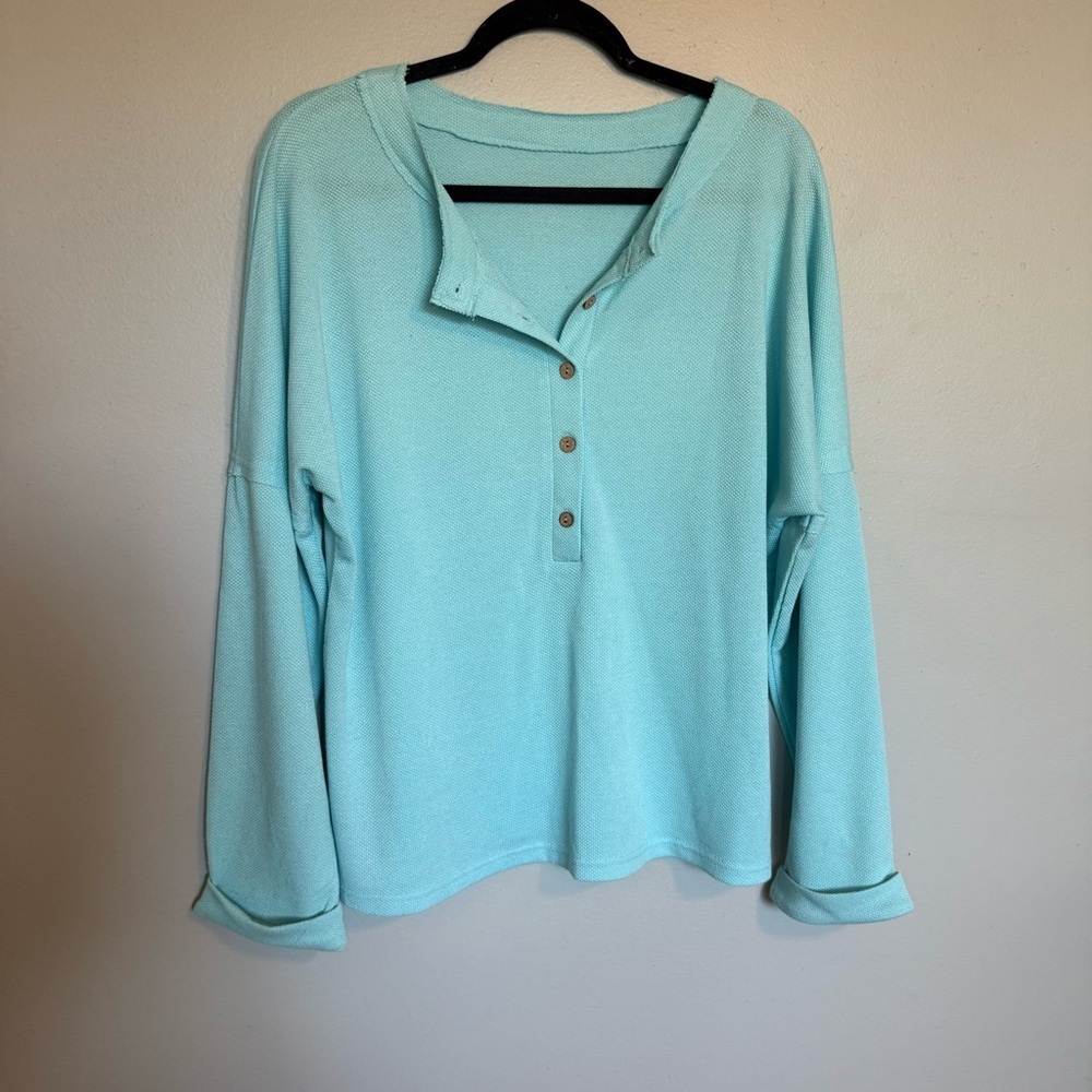 Bdcoco Women's V Neck Button Down Henley Casual Long Sleeve Knitted Crop Shirts - Picture 6 of 12